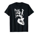 Funny Rock Cat Guitar T-Shirt for Cat Lovers