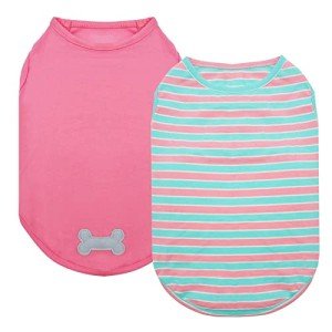 2-Pack Striped Cotton Dog T-Shirts for Small Dogs