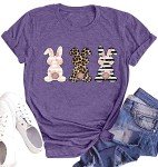 Cute Leopard Bunny Easter T-Shirt for Women