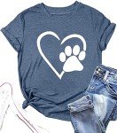 Heart-Shaped Paw Print T-Shirt for Mom - Gray