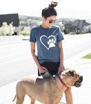 Heart-Shaped Paw Print T-Shirt for Mom - Gray