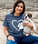 Heart-Shaped Paw Print T-Shirt for Mom - Gray