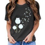 Cute Cat Dandelion T-Shirt for Cat Moms