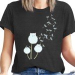 Cute Cat Dandelion T-Shirt for Cat Moms