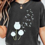 Cute Cat Dandelion T-Shirt for Cat Moms