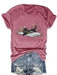 Funny Cat & Flower T-Shirt for Book Lovers