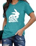 Cute Bunny Easter T-Shirt for Women, Sky Blue