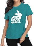 Cute Bunny Easter T-Shirt for Women, Sky Blue