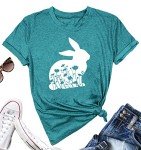 Cute Bunny Easter T-Shirt for Women, Sky Blue