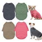 4 Pack Striped Dog T-Shirts for Small Dogs