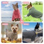 4 Pack Striped Dog T-Shirts for Small Dogs