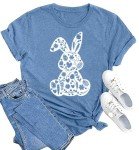 Cute Floral Bunny Easter Graphic T-Shirt for Women