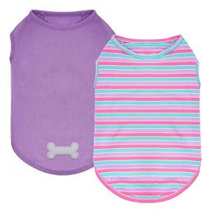 Cute Striped Dog and Cat Tank Tops - 2 Pack