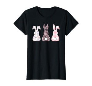 Happy Easter Bunny Rabbit Pink Leopard T-Shirt