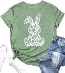 Cute Floral Bunny Easter Graphic T-Shirt for Women
