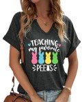 Cute Bunny V-Neck Easter Shirt for Women