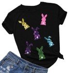 Cute Sequin Bunny Easter T-Shirt for Women