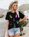 Cute Sequin Bunny Easter T-Shirt for Women