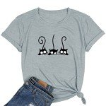 Three Cats Print Graphic Tee for Teens