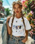 Cute Cat Graphic Tee for Women and Teens