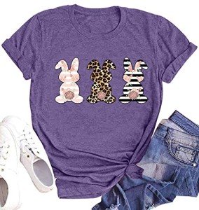 Cute Leopard Easter Bunny T-Shirt for Women