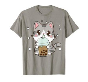 Cute Cat Boba Tea Graphic T-Shirt