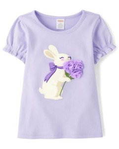 Purple Bunny Graphic Tee for Girls and Toddlers