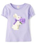Purple Bunny Graphic Tee for Girls and Toddlers