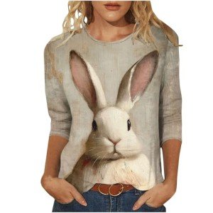 Funny Easter Bunny Graphic T-Shirt for Women
