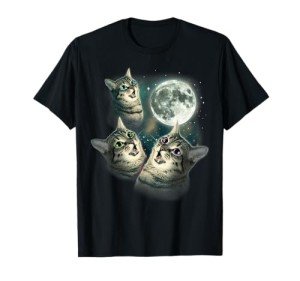 Funny Cat Moon Graphic T-Shirt - Cute Kittens