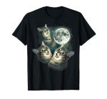 Funny Cat Moon Graphic T-Shirt - Cute Kittens