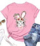 Bubble Gum Bunny Leopard Glasses T-Shirt for Women