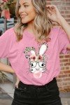 Bubble Gum Bunny Leopard Glasses T-Shirt for Women
