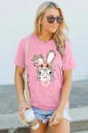 Bubble Gum Bunny Leopard Glasses T-Shirt for Women