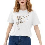 Vintage Floral Cat T-Shirt for Women