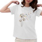 Vintage Floral Cat T-Shirt for Women