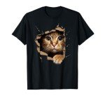 Adorable Torn Fabric Kitten Graphic T-Shirt