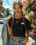 Three Cute Cats Graphic Tee for Women