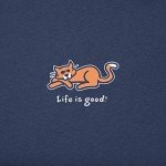 Life is Good Cat Graphic Vintage Tee - Blue