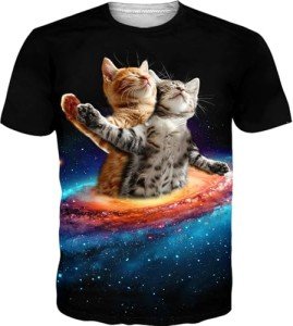 Fun Space Cat Graphic Tee for Men