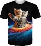 Fun Space Cat Graphic Tee for Men