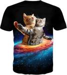 Fun Space Cat Graphic Tee for Men
