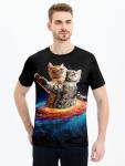 Fun Space Cat Graphic Tee for Men