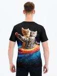 Fun Space Cat Graphic Tee for Men
