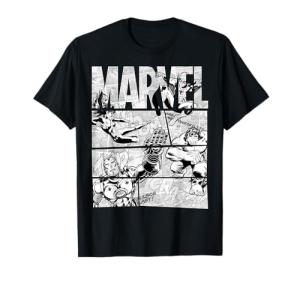 Avengers Retro Black & White Comic T-Shirt