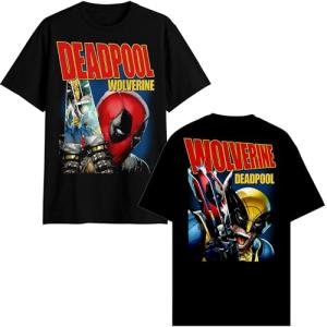 Deadpool vs. Wolverine Graphic T-Shirt (Black, XXL)