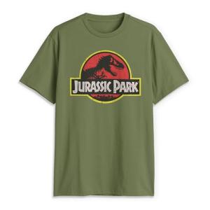 Jurassic Park Classic Movie Logo Men's Tee, Military Green
