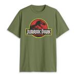Jurassic Park Classic Movie Logo Men's Tee, Military Green