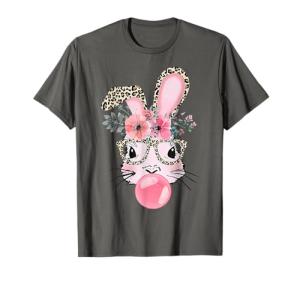 Leopard Print Bunny Blowing Bubble Gum Tee