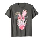 Leopard Print Bunny Blowing Bubble Gum Tee